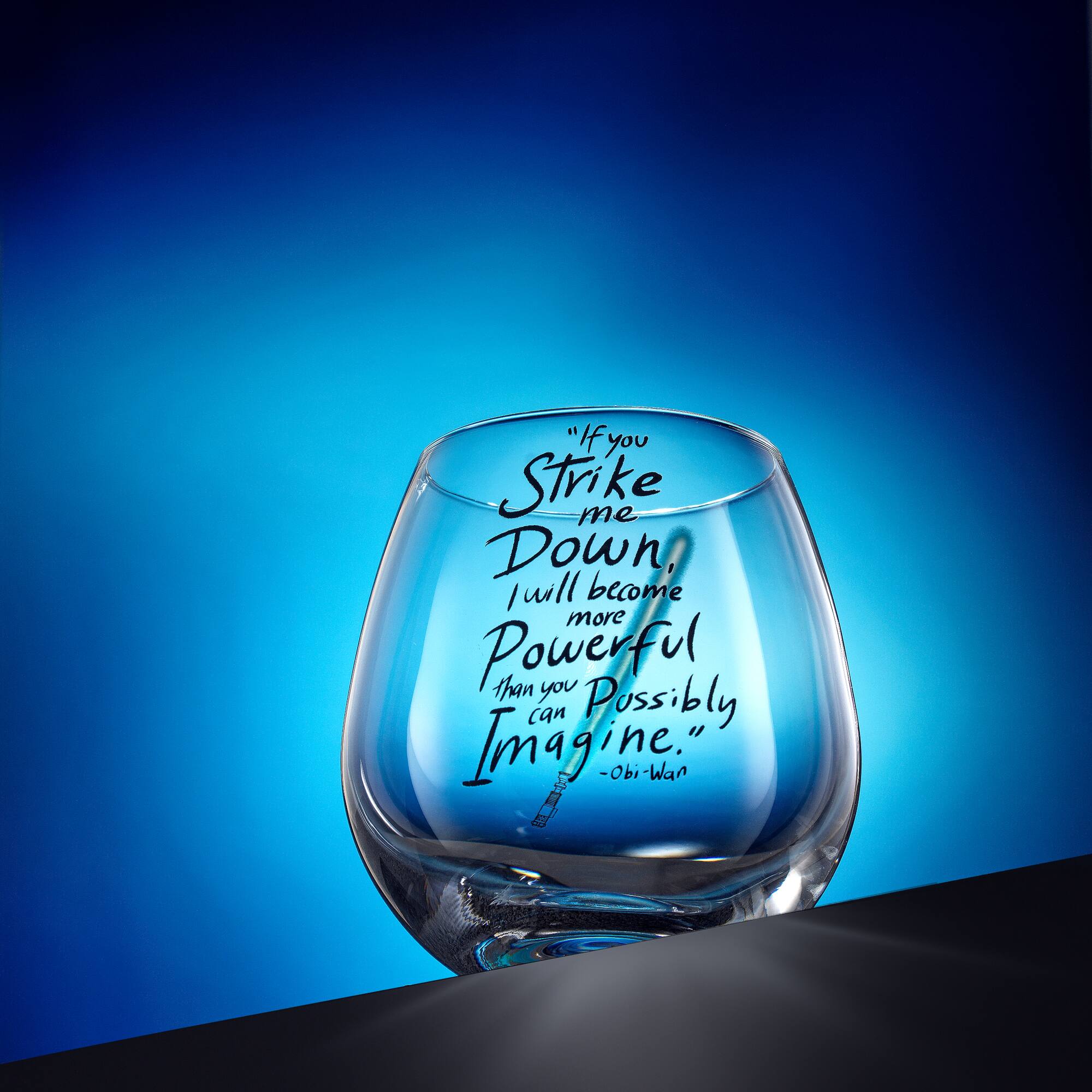 JoyJolt® Star Wars™ 15oz. New Hope Obi-Wan Kenobi Blue Lightsaber Stemless Drinking Glass, 2ct.